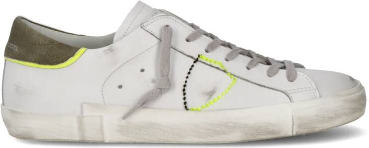 Philippe Model Witte lage top sneakers met verontrustende details White Heren