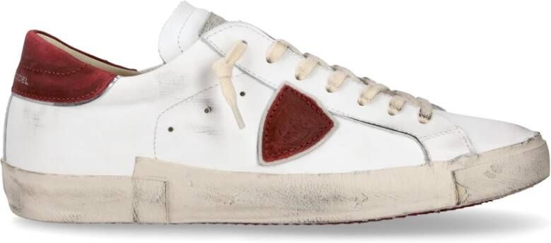 Philippe Model Street Style Leren Sneakers Wit Rood Multicolor Heren