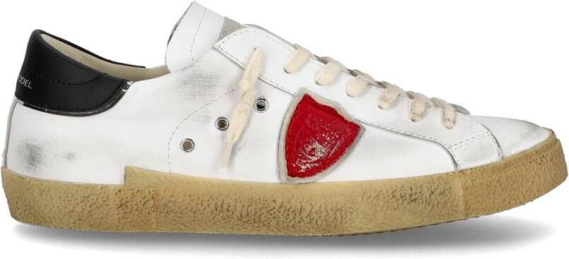 Philippe Model Witte Sneakers Leder Katoen Rubber Zool Multicolor Heren