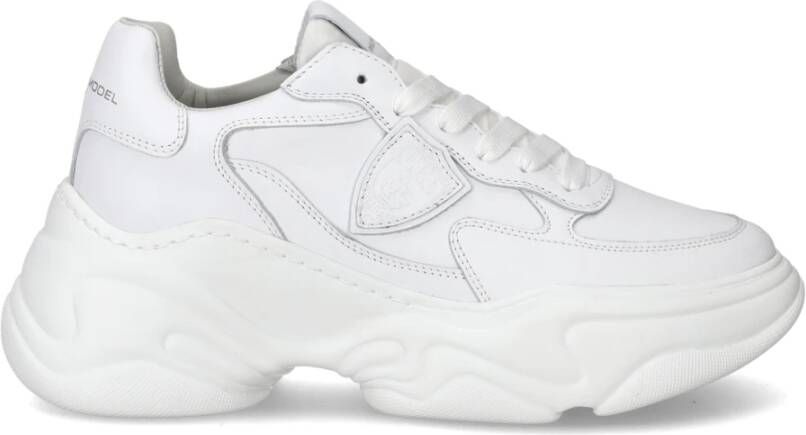 Philippe Model Logo Sneakers met Leren Bovenwerk en Rubberen Zool White Dames