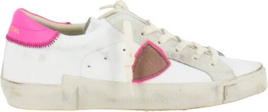 Philippe Model Vintage Racing Style Sneakers Wit Fuchsia Multicolor Dames