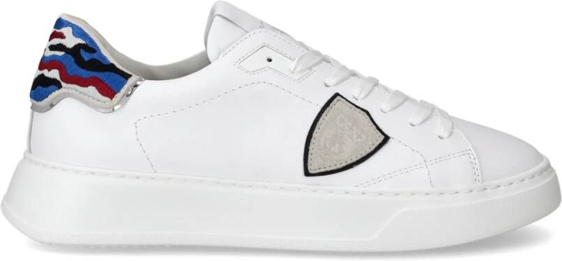 Philippe Model Minimalistische witte sneakers met camouflage-patch White Heren