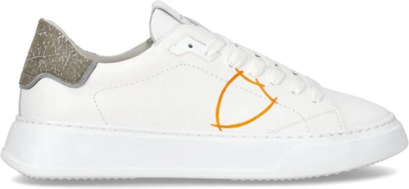 Philippe Model Stad Cool Leren Sneakers Oranje Wit White Heren