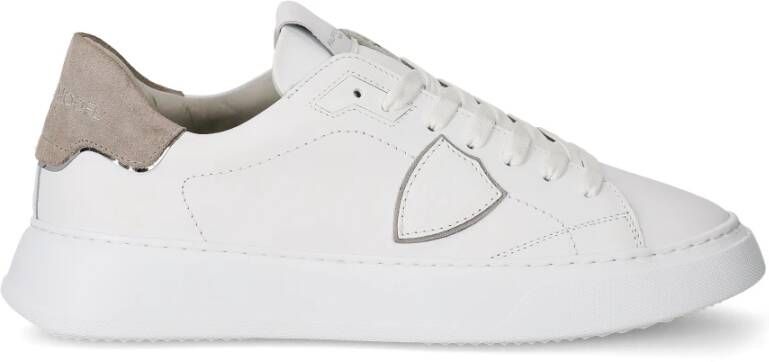 Philippe Model Eenvoudige Temple Sneakers met Vetersluiting White Heren