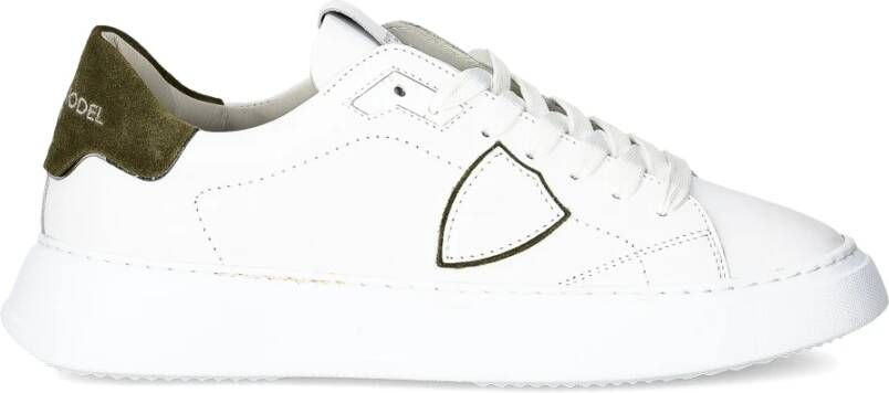 Philippe Model Canvas Leren Sneakers Wit Groen White Heren