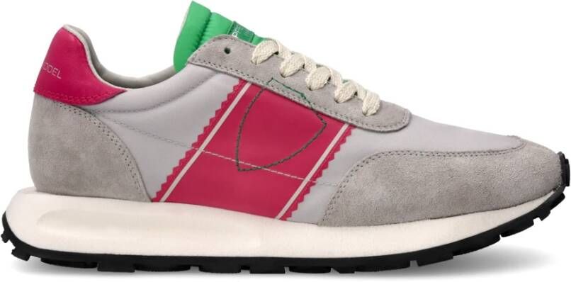 Philippe Model Vintage Running Sneakers Grijs Fuchsia Gray Dames