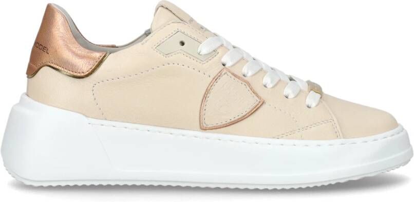 Philippe Model Nude leren sneaker met metallic details Beige Dames