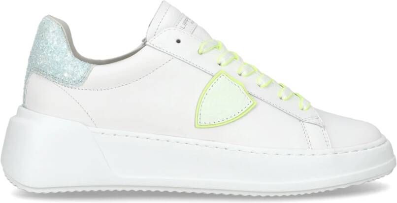 Philippe Model Glitter White Yellow Casual Sneakers White Dames