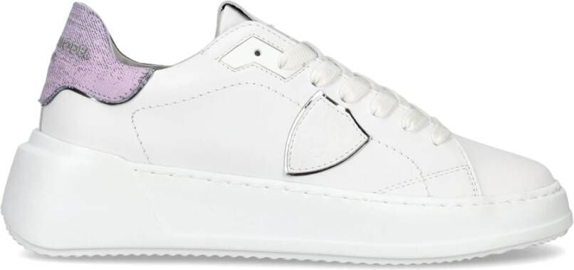 Philippe Model Witte+Lichtblauwe Sneakers met Metallic Accenten White Dames