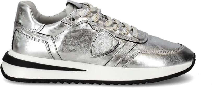 Philippe Model Zilveren Lage Sneakers met 3D Inzet Gray Dames