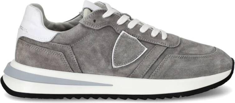 Philippe Model Italiaanse Suède Stijlvolle Heren Sneakers Gray Heren