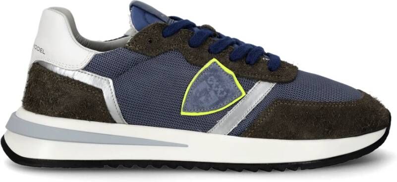 Philippe Model Blauwe Militaire Stijl Lage Sneakers Green Heren