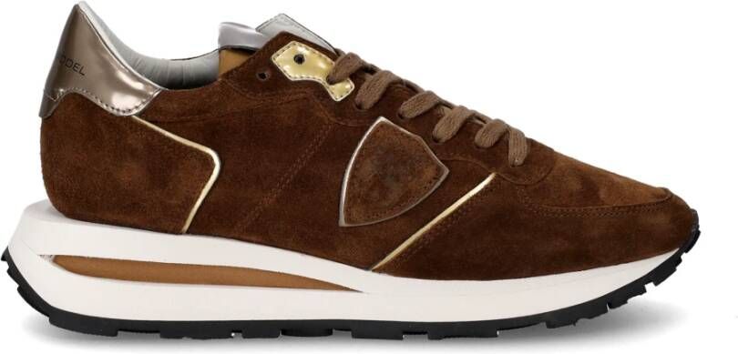 Philippe Model Vintage-geïnspireerde Tropez Haute lage sneakers voor vrouwen Brown Dames