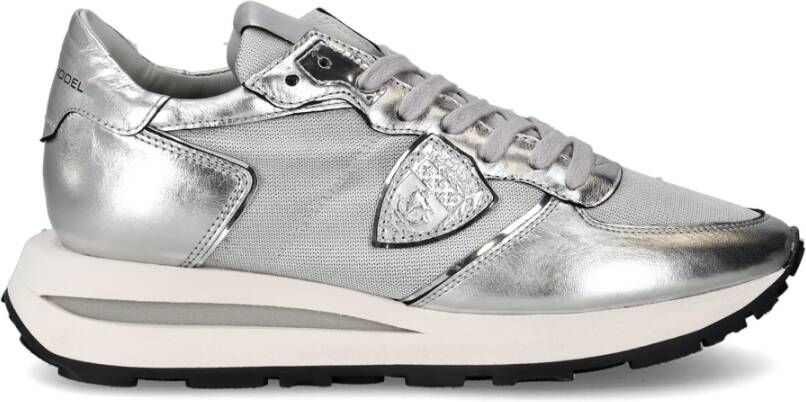 PHILIPPE MODEL Lage Sneakers Dames Tropez Haute Low Woman Maat: 37 Materiaal: Leer Kleur: Zilver