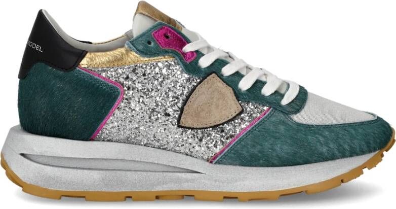 Philippe Model Glamoureuze Tropez Haute Sneakers voor Vrouwen Groen Dames