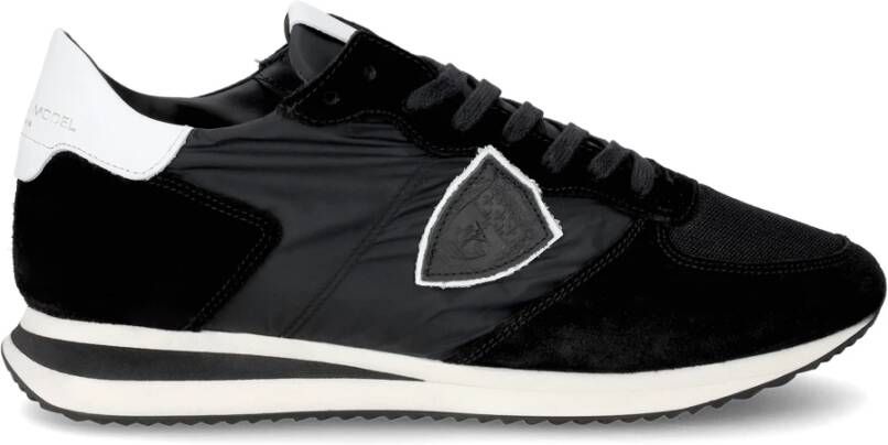 Philippe Model Zwarte suède herensneakers met tweekleurige zool Black Heren