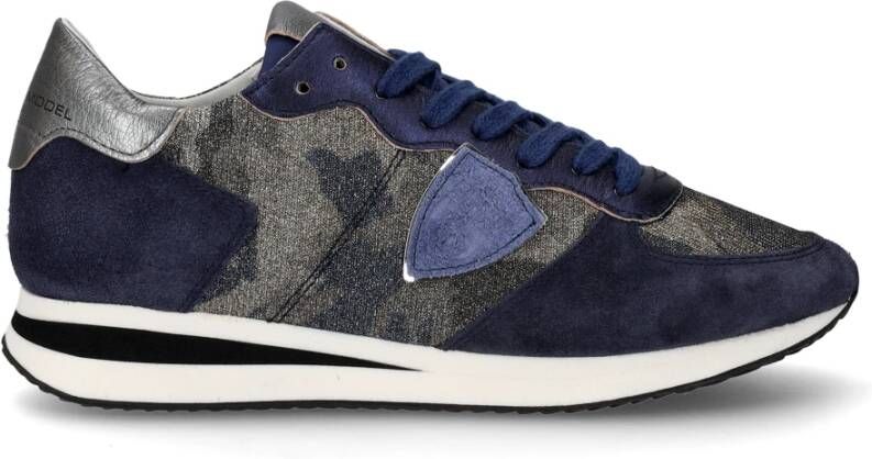 Philippe Model Blauwe Camouflage Lage Top Sneakers Blue Dames