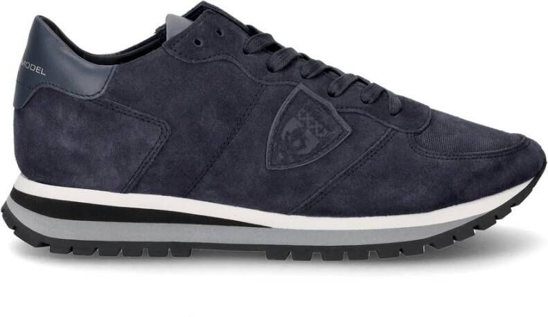 Philippe Model Blauwe Suède Trpx Lage Sneaker Blauw Heren