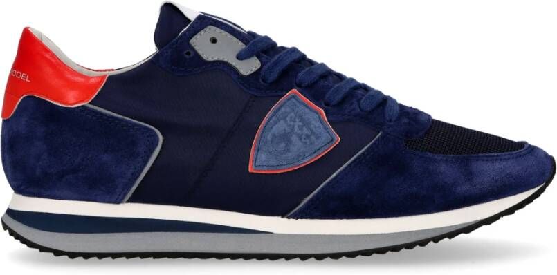 Philippe Model Blauw Rood Nylon Leren Sneakers voor Heren Blue Heren