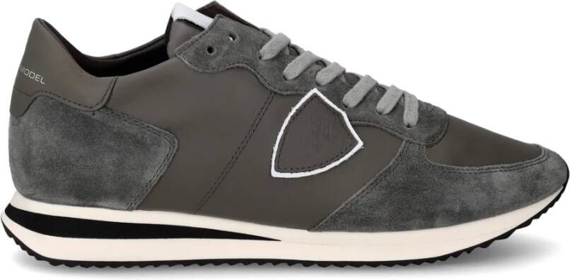 Philippe Model Lage Top Sneakers met Golvende Inzetstukken Gray Heren