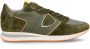 Philippe Model Leren Vetersluiting Sneakers Groen Heren - Thumbnail 1