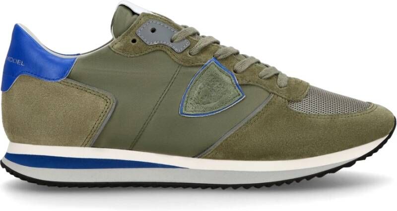 Philippe Model Blauw Groen Nylon Leren Sneakers voor Heren Green Heren