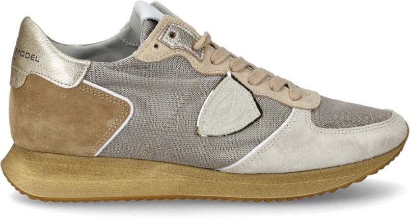 Philippe Model Stijlvolle lage top sneakers in grijs bruin en wit Gray Dames