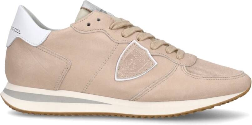 Philippe Model Italiaanse Sneakers met V-Hals en Wikkelsluiting Beige Dames