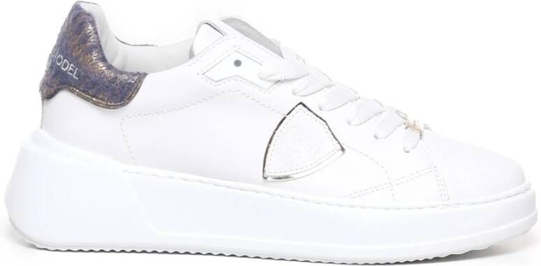 Philippe Model Sneakers van kalfsleer met metallic hiel White Dames