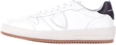 Philippe Model Witte Sneakers met Geperforeerde Tip en Logo White