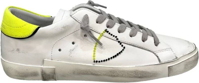 Philippe Model Leren Vetersneakers met Handtekeningembleem White Heren