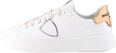 Philippe Model Elegante witte en gouden sneakers voor vrouwen White Dames