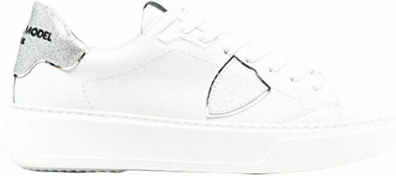 Philippe Model Elegante witte en gouden sneakers voor vrouwen White Dames