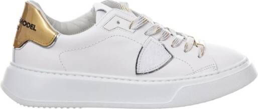 Philippe Model Elegante witte en gouden sneakers voor vrouwen White Dames