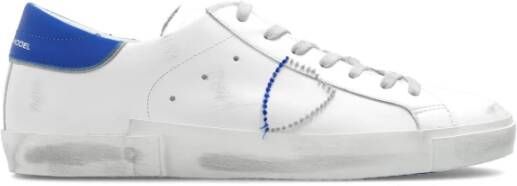 Philippe Model Witte en Blauwe Leren Lage Sneakers White Heren