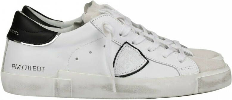 Philippe Model Witte Leren Sneakers met Iconisch Zij Schild White Heren