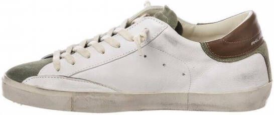 Philippe Model Vintage Gewassen Leren Sneakers met Militaire Suede Details Beige Heren