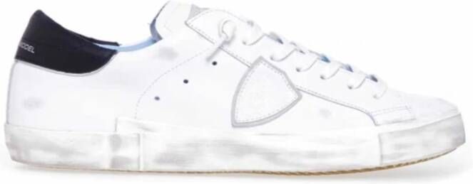 Philippe Model Witte lage top sneakers met verontrustende details White Heren