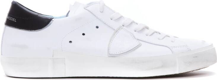 Philippe Model Witte lage top sneakers met verontrustende details White Heren