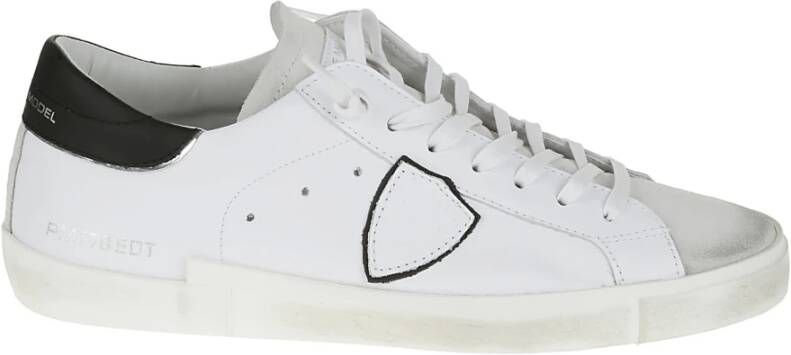 Philippe Model Witte Leren Sneakers met Iconisch Zij Schild White Heren