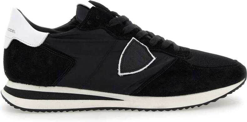 Philippe Model Zwarte suède herensneakers met tweekleurige zool Black Heren