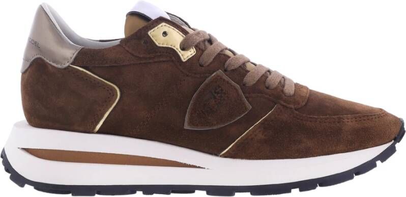 Philippe Model Vintage-geïnspireerde Tropez Haute lage sneakers voor vrouwen Brown Dames