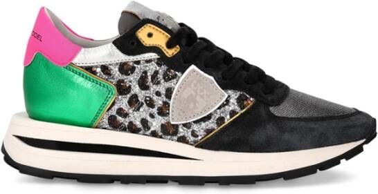 Philippe Model Glamoureuze Tropez Haute Sneakers Zwart Groen Multicolor Dames