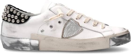 Philippe Model Straat Stijl Leren Sneakers met Metalen Accenten White Heren