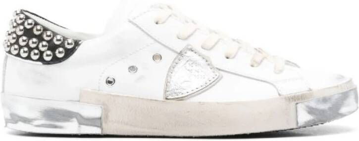 Philippe Model Studded Wit Leren Platte Schoenen White Dames