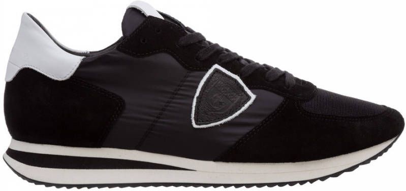 Philippe Model Zwarte suède herensneakers met tweekleurige zool Black Heren