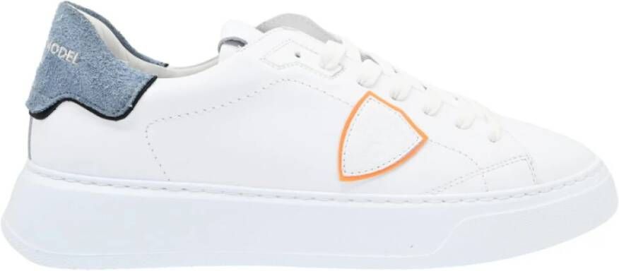 Philippe Model Temple Low Lime Blanc Denim Sneakers White Heren