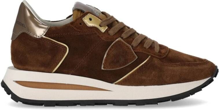 Philippe Model Vintage-geïnspireerde Tropez Haute lage sneakers voor vrouwen Brown Dames