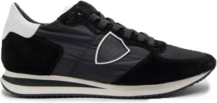 Philippe Model Zwarte suède herensneakers met tweekleurige zool Black Heren