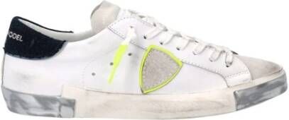 Philippe Model Verontruste Lage Top Sneakers Wit White Heren